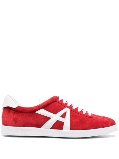 Aquazzura The A Leather-trimmed Suede Sneakers In Red