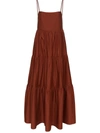 Matteau Open-back Tiered Cotton-poplin Maxi Dress In Brown