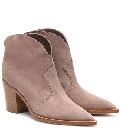 Gianvito Rossi Nevada Suede Ankle Boots In Pink