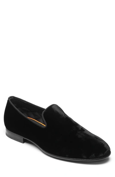Santoni Men's Velvet Slip-on Sneaker Loafers In Black