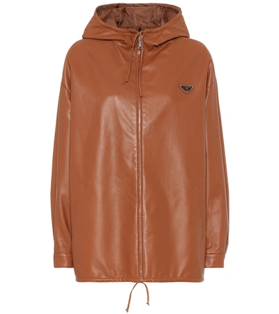 Prada Reversible Leather And Nylon Jacket In Neutrals