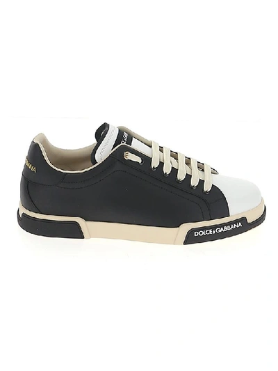 Dolce & Gabbana Portofino Sneakers In Nero/bianco