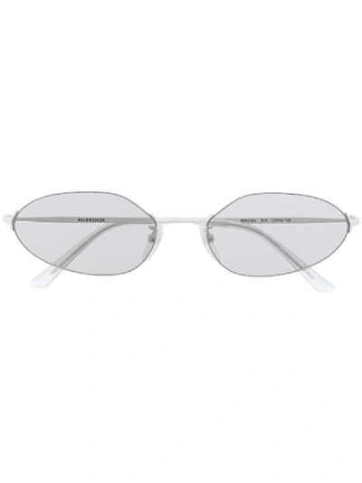 Balenciaga Invisible Oval-frame Sunglasses In Weiss