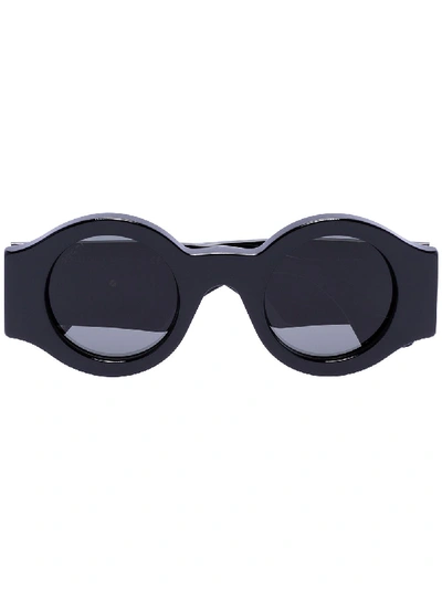 Gucci Gg Plaque Round Sunglasses In Black
