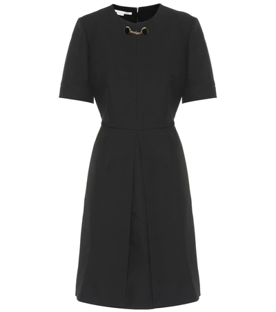 Stella Mccartney Padded-shoulder Wool-blend Mini Dress In Black