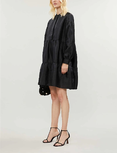 margo shirt dress Margo belted printed cotton shirt dress in green - Alemais