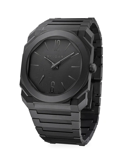 Bvlgari Octo Finissimo Extra-thin Sandblasted Ceramic Bracelet Watch In Black