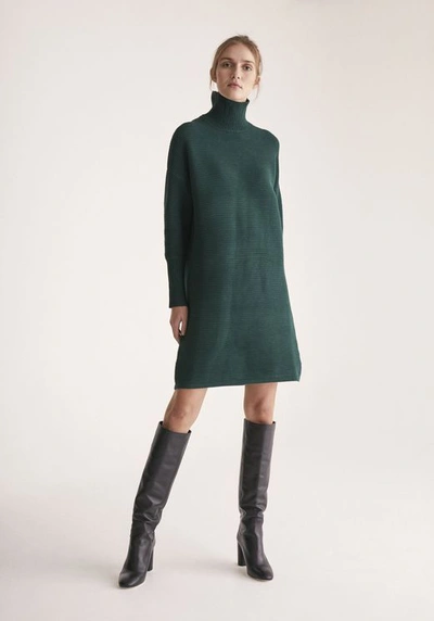 Paisie Ribbed Polo Neck Jumper Dress In Green