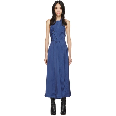 Jacquemus Marco Draped Open-back Twill Dress In Blue