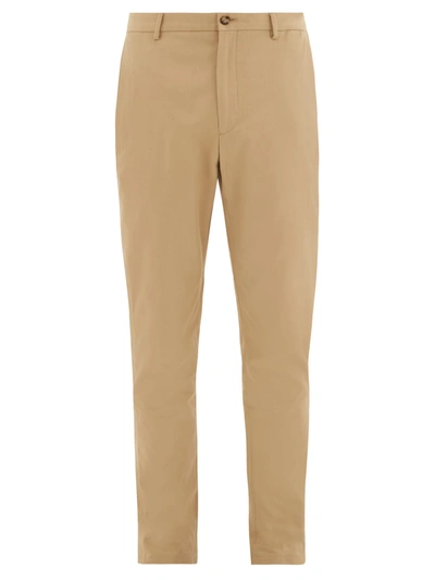 Burberry Shibden Icon-stripe Lined Cotton-twill Chinos In Honey