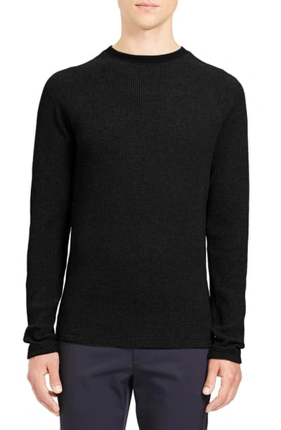 Theory River Thermal Stitch Long Sleeve T-shirt In Black