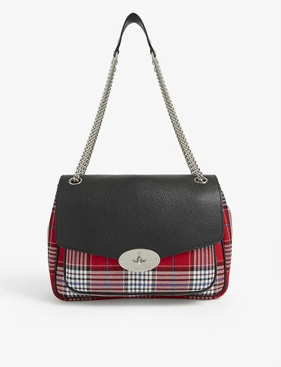 Mulberry Darley Small Leather And Tartan Shoulder Bag In Scarlet