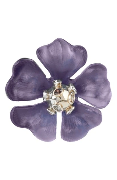 Alexis Bittar Sputnik Crystal & Multicolor Stone Flower Pin In Purple