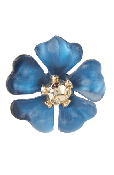 Alexis Bittar Sputnik Crystal & Multicolor Stone Flower Pin In Pacific