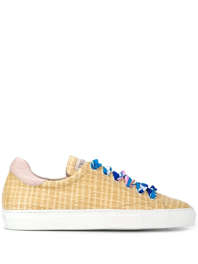 Emilio Pucci Woven Raffia Trainers In Neutrals