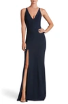 Dress The Population Iris Crepe Trumpet Gown In Blue