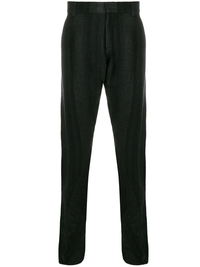 Devoa Striped Straight-leg Trousers In Black