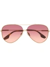 Victoria Beckham Tinted Aviator Sunglasses In Gold