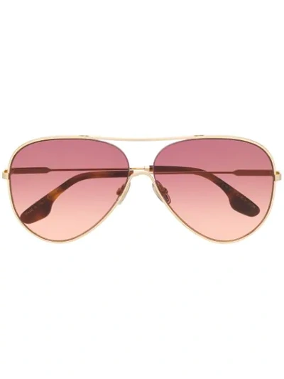 Victoria Beckham Tinted Aviator Sunglasses In Gold