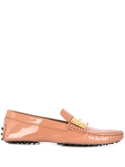 Tod's Gommino Driving Shoes In Patent Leather In Pink