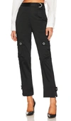 Jonathan Simkhai High-waisted Satin Cargo Trousers In Black