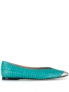 Emilio Pucci Embellished Faux Raffia Ballet Blats In Blue