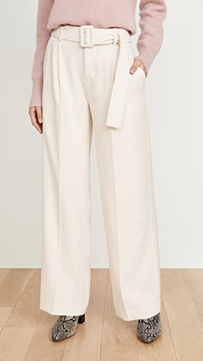 Vince Belted High Waist Wide Leg Trousers In White