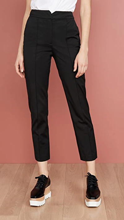 Rebecca Taylor Ottoman Notch Waist Ankle Trousers In Black