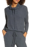 Eberjey Cozy Time Drawstring Funnel Neck Top In Charcoal