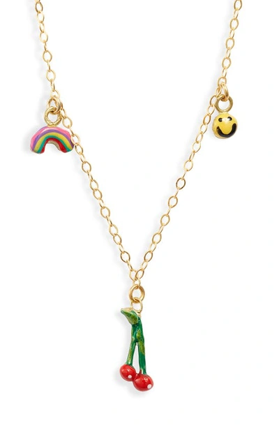 Susan Alexandra Three Charms Necklace In Multi