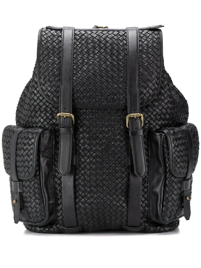 Officine Creative Clever Woven Backpack In Black