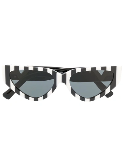 Valentino Rockstud Striped Cat-eye Frame Sunglasses In Black