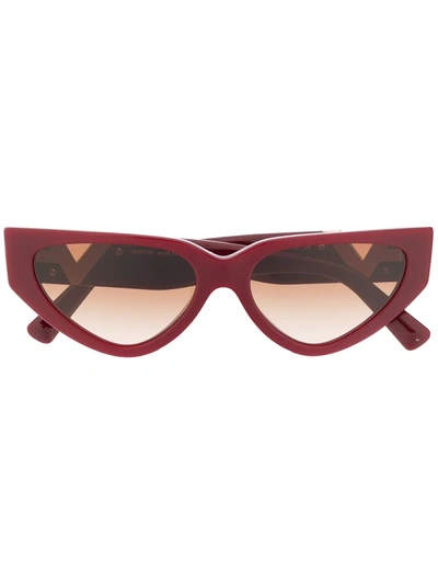 Valentino Rockstud Cat-eye Frame Sunglasses In Red