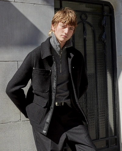 The Kooples Zipped Black Wool Classic Collar Jacket