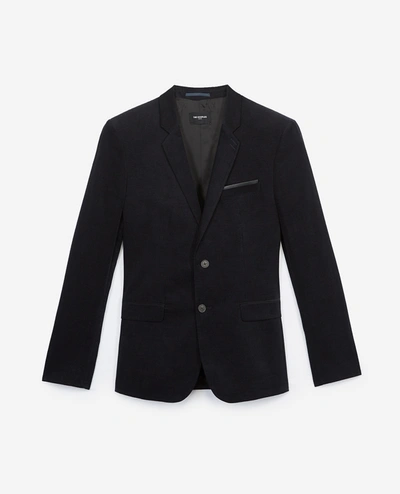 The Kooples Formal Blue Velvet Jacket, Slim Fit In Dark Navy