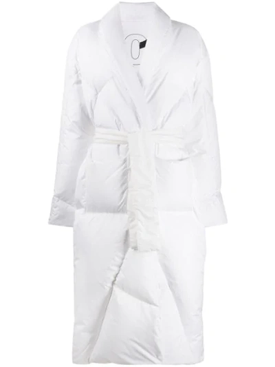 Khrisjoy Belted Long Nylon Down Jacket In White