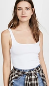 Lna Essential Ribbed Scoop Tank In White