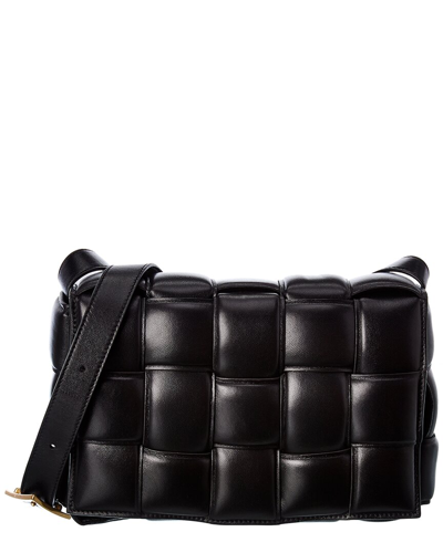 Bottega Veneta Cassette Padded Intrecciato Leather Shoulder Bag In Black