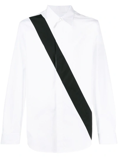 Helmut Lang Slash Band Button-up Shirt In White Black