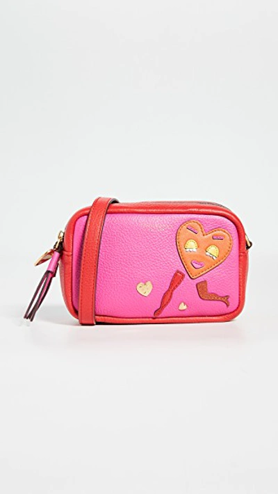 Tory Burch Perry Patchwork Hearts Mini Bag In Brilliant Red/crazy Pink