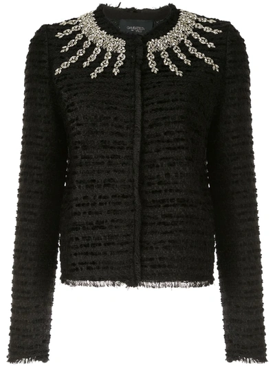 Giambattista Valli Rhinestone-embellished Tweed Jacket In Black