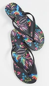 Havaianas Slim Tropical Floral Flip Flops In Black