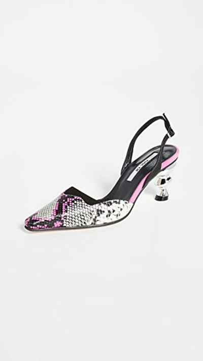 Yuul Yie Lissom Slingback Pumps In Multi Pink Python/white