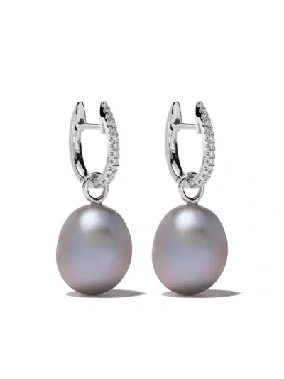 Annoushka 18kt White Gold Diamond Pearl Earrings In 18ct White Gold