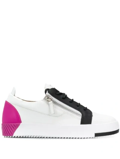Giuseppe Zanotti White-fuchsia Leather Frankie Sneakers