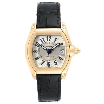 Cartier Roadster Yellow Gold Blue Strap Large Mens Watch W62005v2 In Not Applicable