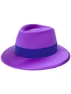 Saint Laurent Violet Ribbon Detail Fedora Hat In Purple