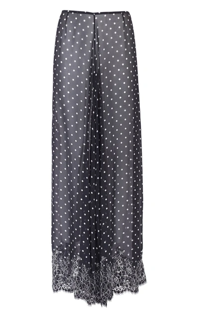 Rosamosario Chaplin's Love" Silk Georgette Printed Polka-dots Trousers With Lace" In Grey