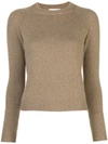 Alexandra Golovanoff Ribbed Crew-neck Cashmere Sweater In Brown