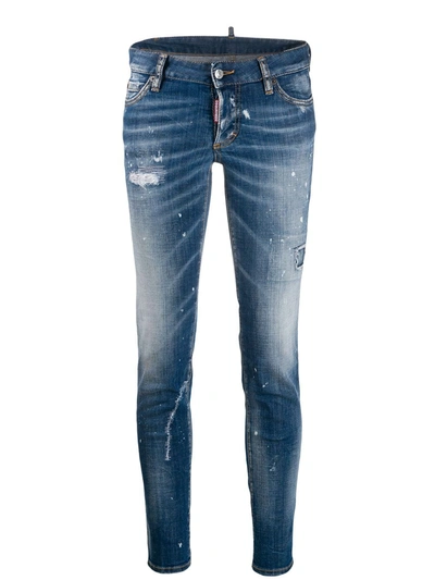 Dsquared2 Paint Splattered Skinny Jeans In Blue